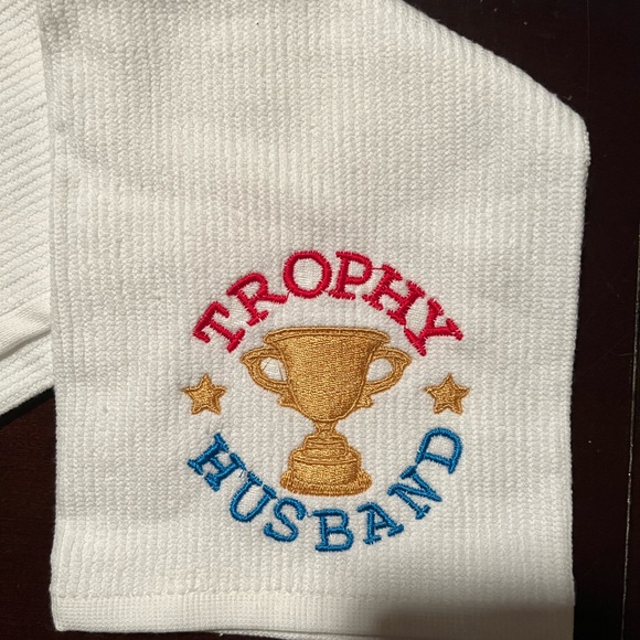 Embroidered Kitchen towel…Trophy Husband!Great gift for holidays,chefs,dads etc! - Picture 2 of 3